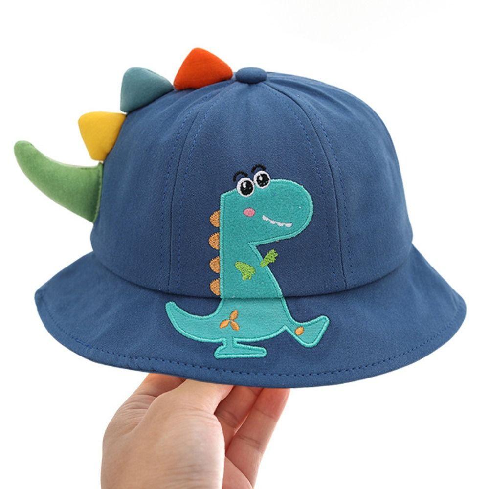 Korean Style Cartoon Dinosaur Bucket Hat Wide Brim Sun Protection Fisherman Cap 3D Toddler Sun Hat Outdoor Use
