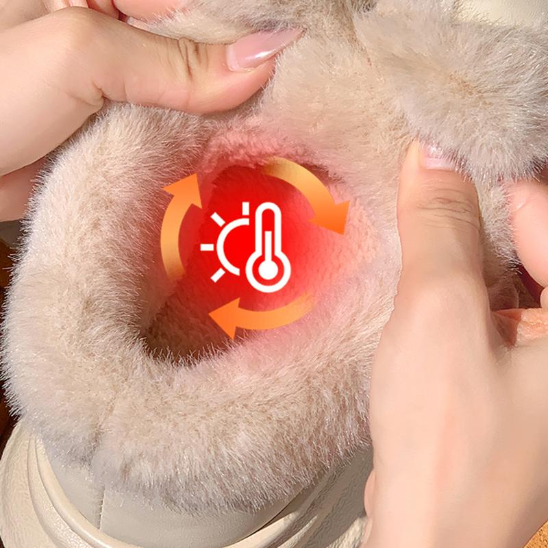 Cute Bowknot Faux Rabbit Fur Warm Snow Boots for Women Winter Thicken Plush Cotton Shoes Woman Thick Platform Fluffy House Shoes