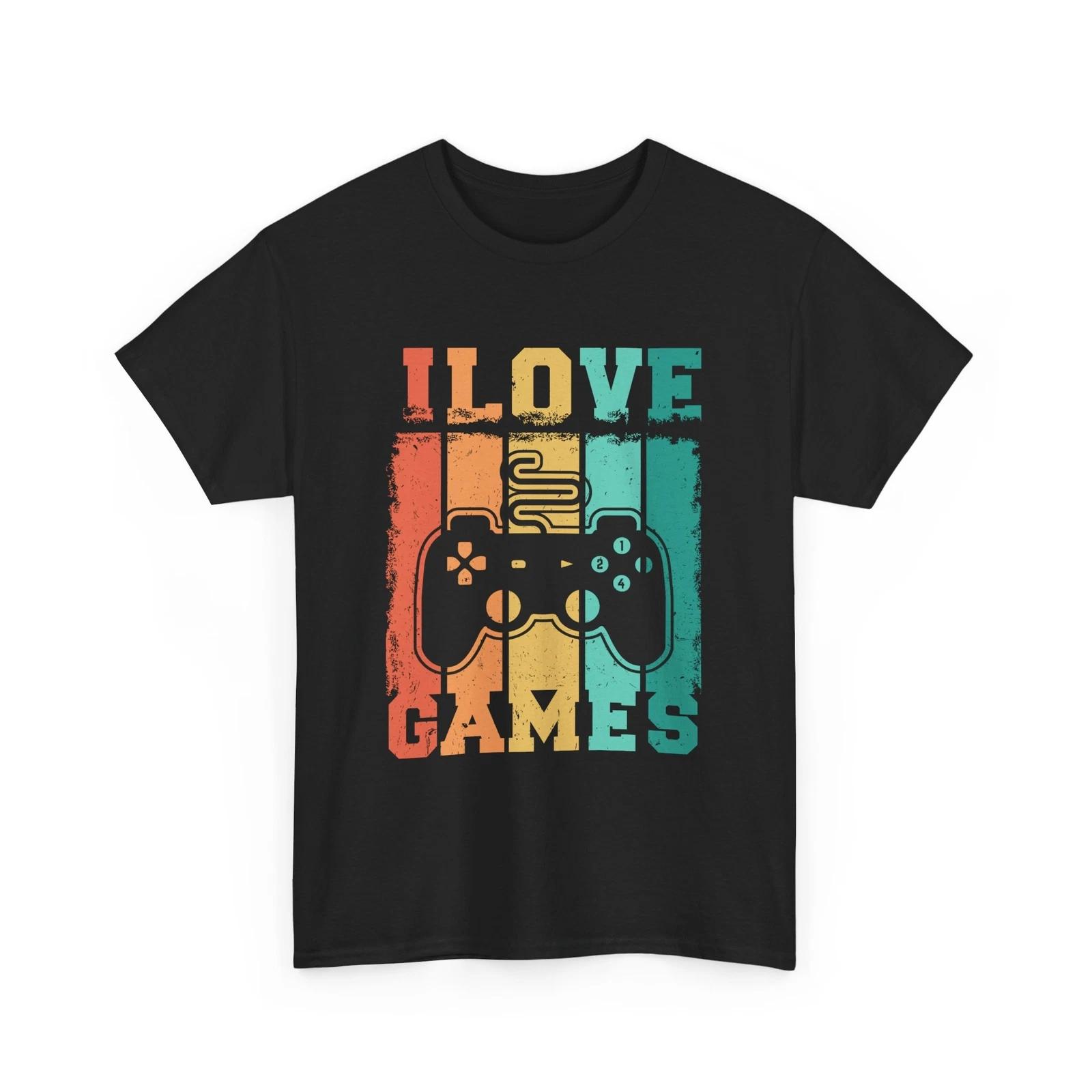 I love games T-Shirt | Retro Gaming Tee | Fun Shirt for Game Lovers 4XL