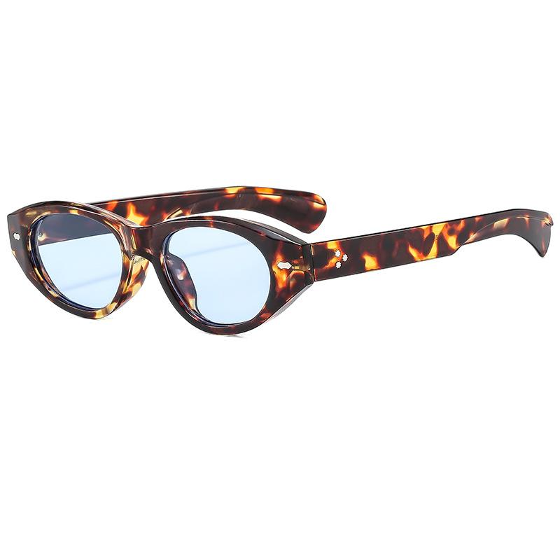 

Luxury Green Oval Sunglasses Women Men Rivet Sun Glasses Outdoor Narrow Frame Shades UV400 as pictures