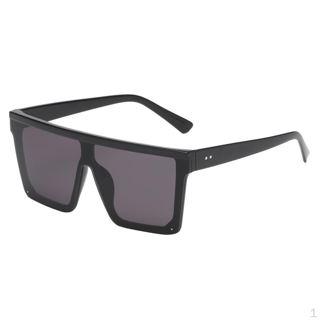 Large Square Sunglasses Unisex Oversized Shades Beach Eyewear Black Frame Black Lens
