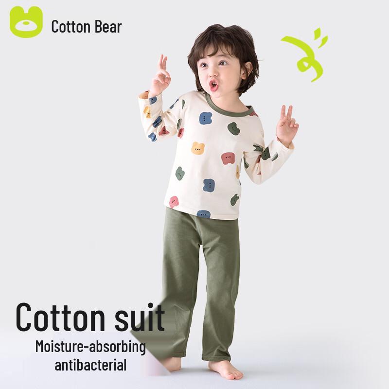 Miqi Bear Мальчиковый тонкий хлопковый домашний комплект пижамы 100