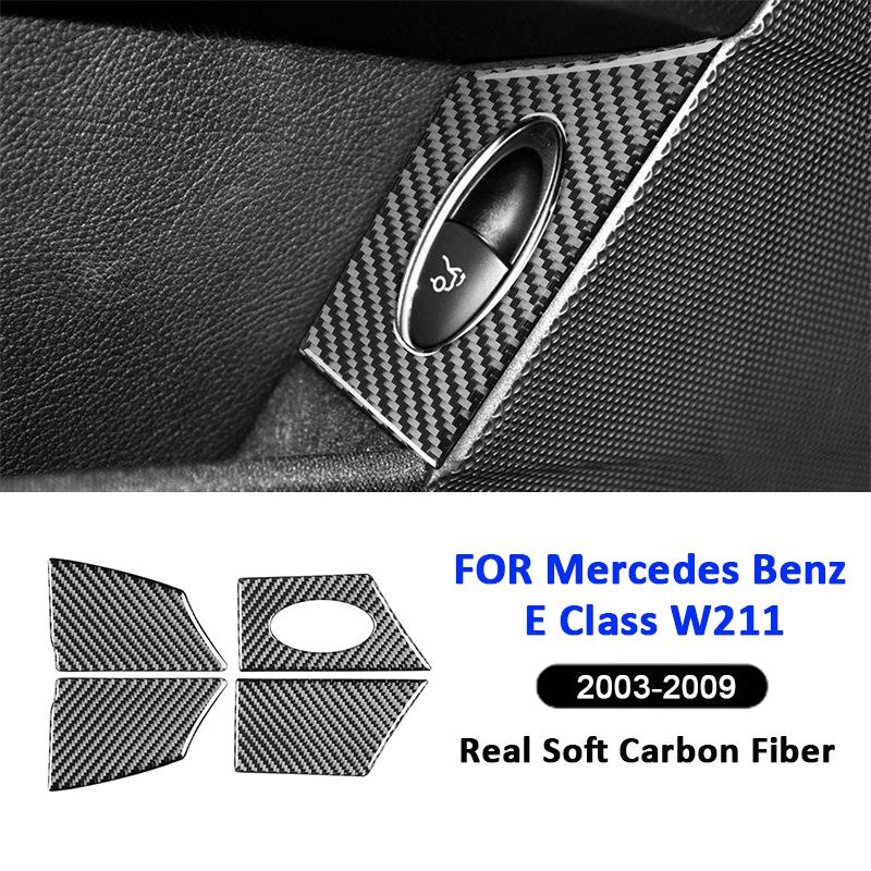 Carbon Fiber Car Rear Trunk Switch Button Panel Cover Trim Interior Decoration Sticker For Mercedes Benz E Class W211 2003-2009