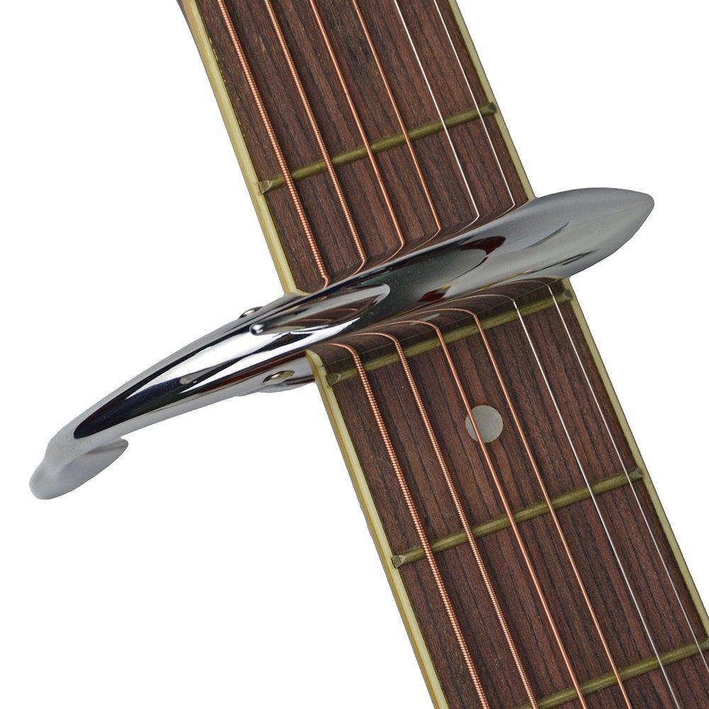 Imelod Zinc Alloy Guitar for Acoustic Electric Comfortable Fretless and Durable Capo, & Guitars, Feel, Buzz-Free, (Silver)