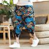 Men's Loose Linen Beach Pants, Wide-Leg 7-Point Harem, Casual Thai-Style Cotton Blend