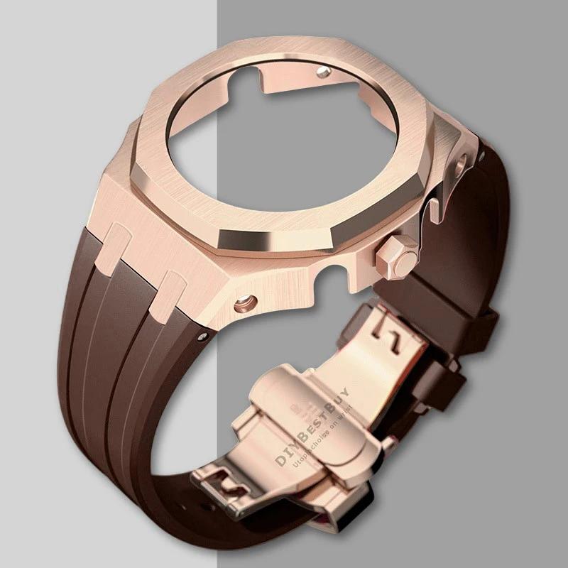 Ny Gen5 Casioak-fodral i rostfritt stål för G-Shock GA2100 Mod-kit Modifieringssats Metallram gummiband för GA2110 GAB2100