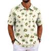Men's Hawaiian Style Short Sleeve Polo Shirt Loose Fit Casual Top with and Geometric Print for Everyday Wear