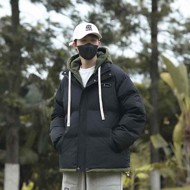 

High-end Temperament Boys Wear Cotton-padded Jacket Men s Hooded Leather New Handsome Clothes Cotton-padded Jacket Autumn and Winter High Sense S