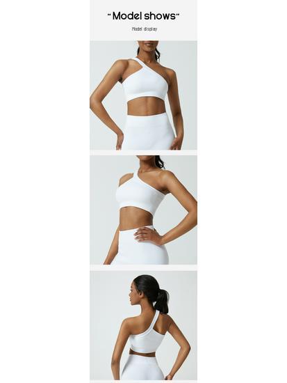 Summer New Arrival Ribbed One-Shoulder Yoga Top & Sports Bra
