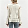 Women's Fashion Casual Long Sleeve Top with Off-Shoulder Ruffle and Hem