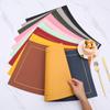 Fan Shaped Round Table Dining Mat, Leather PU Table Mat, Waterproof and Heat-insulating Mat, Hotel Western Dual Color Tableware Mat