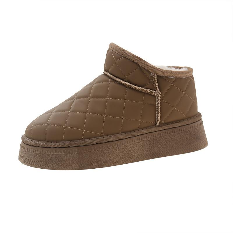 

thick-soled bread short snow boots for women s winter new thickened warm one-pedal cotton shoes for women 41 светло-коричневого