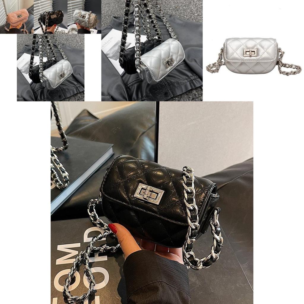 Chic Silver Mini Shoulder Bag For Women Soft Texture And Stylish Quilted Design