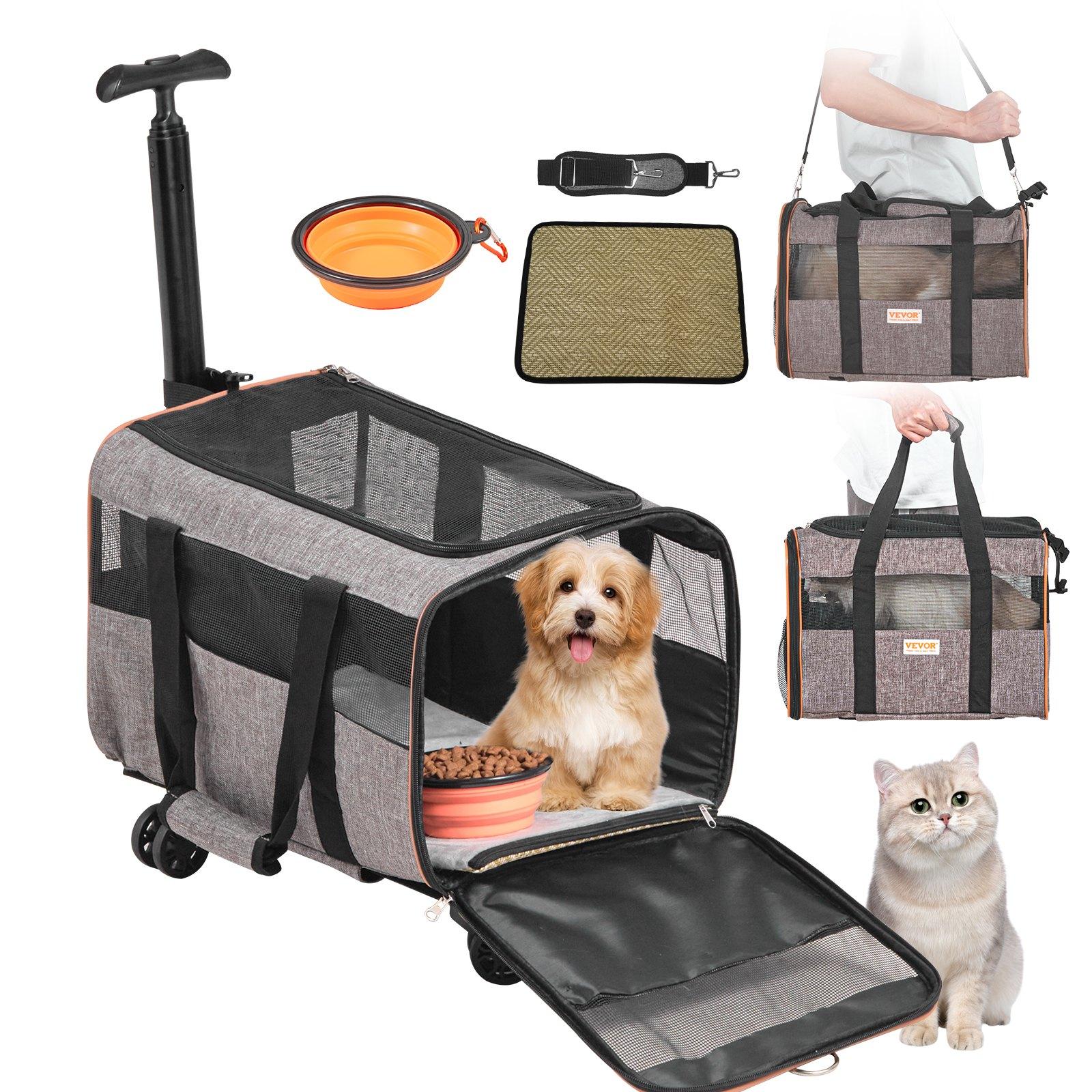VEVOR Cat Carrier with Wheels, Airline