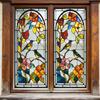 Retro Floral and Bird Pattern Outdoor Balcony Glass Display Window Sticker