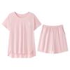 Lyocell Women's Summer Short Sleeve Pajama Set with Chest Pads - Casual Plus Size Home Wear