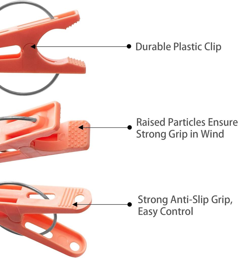 20 Pack Plastic Clothes Pins Heavy Duty Outdoor for Hanging Clothes, Colored Clothespins Clips with Springs Clothes Drying Line Pegs with Mesh Clothes