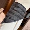 Triangular Scarf Belt Sash with Black and White Geometric Stripe Pattern, Direct-Knot Closure, Waistband Girdle for Flexible Waist Styling