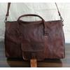 Leather Bag Triangle Duffle Travel Gym Weekend Overnight Men's Genuine Leather