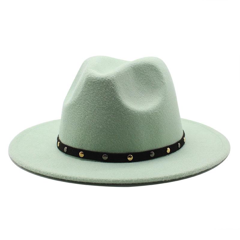 2021 Season Big Eaves Hat Flat Edge Top Hat Men And Women White Woolen Jazz Hat