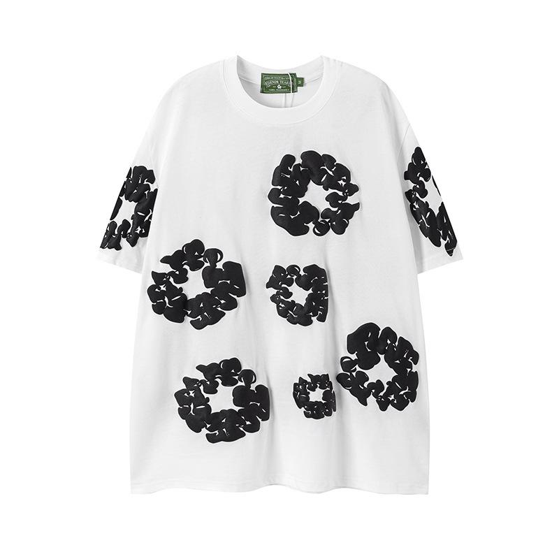 New Trendy Short-sleeved Short-pants Set with Foam Printing - Suitable for Both Men and Women, for Casual Wear.