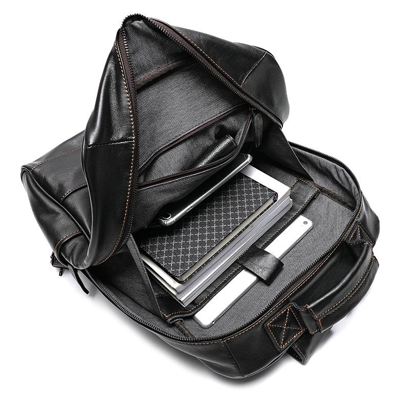 Genuine Leather Men's Large Capacity Backpack - European & American Style, Outdoor Cowhide Business Travel Computer Bag