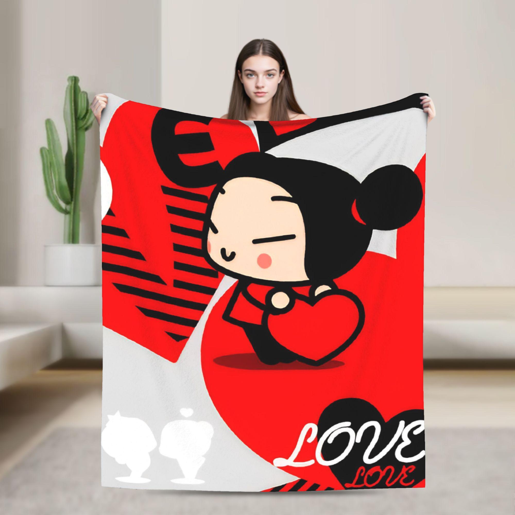 

Kawaii P-Pucca Blankets Fleece Printed Portable Soft Throw Blanket for Home Car Bedding Throws 75x90cm