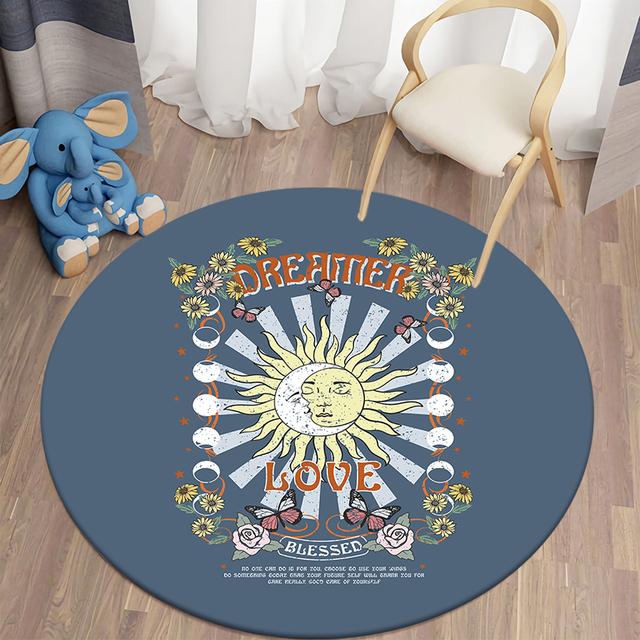 Tappeto Rotondo Stampato Floreale Stampato Kawaii Per Tappeti Soggiorno Tappetini da Picnic da Campeggio Tappeto Antiscivolo Tappetino da Yoga Tappeti Per Camera da Letto