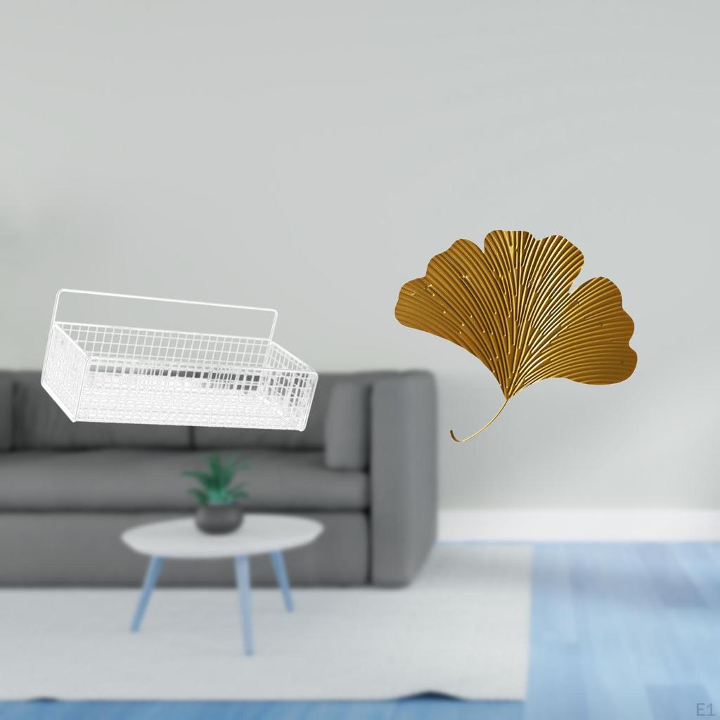 Wrought Iron Ginkgo Leaves Wall Decor Sculpture for Living Room Office Hotel Dining Restaurant