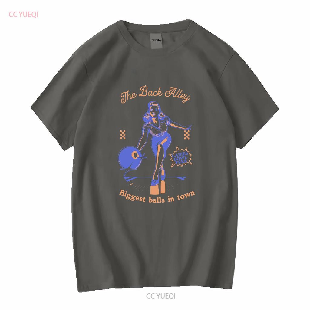 Funny Retro T Shirt Humorous Playful for Bowling Lovers Summer Fun Style Long or Short Sleeves Vintage Washed