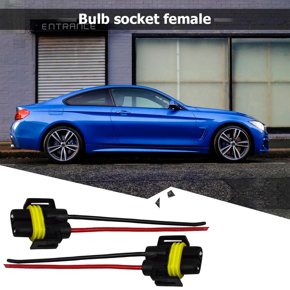 2pcs Bulb Socket Female Adapter 12-24V H8/H9/H11 Cable Plug Female Male Adapter Wire Connector Plug for Headlight Fog Light