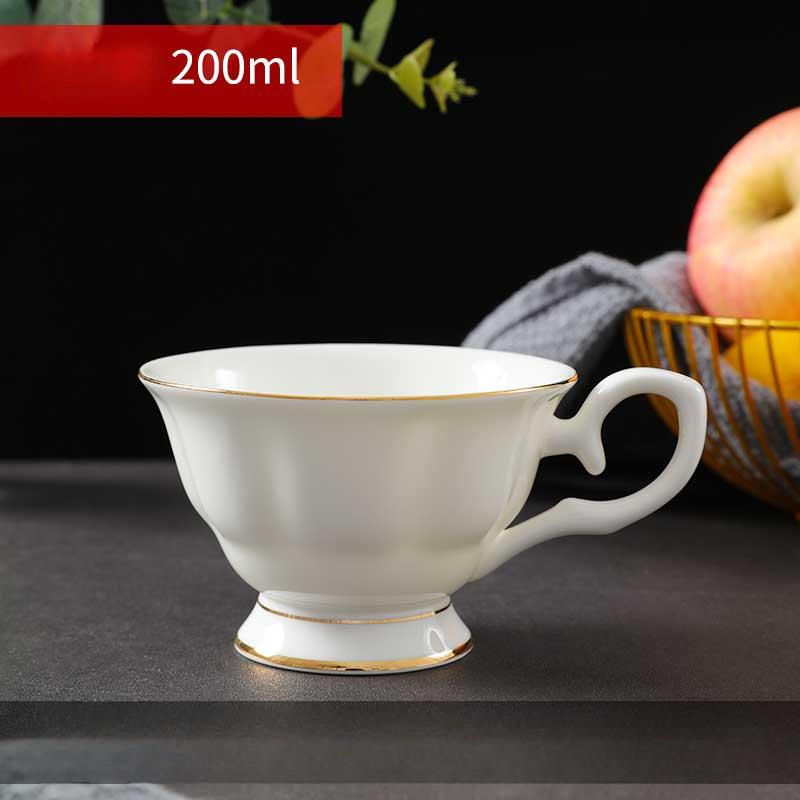 Bone China Coffee Mug with Gold Rim, 200-400ml Tea Cup with Handle White 1pc, for Espresso,Hot Cocoa,Cappuccino,Latte and Cold Drinks, Microwave Safe