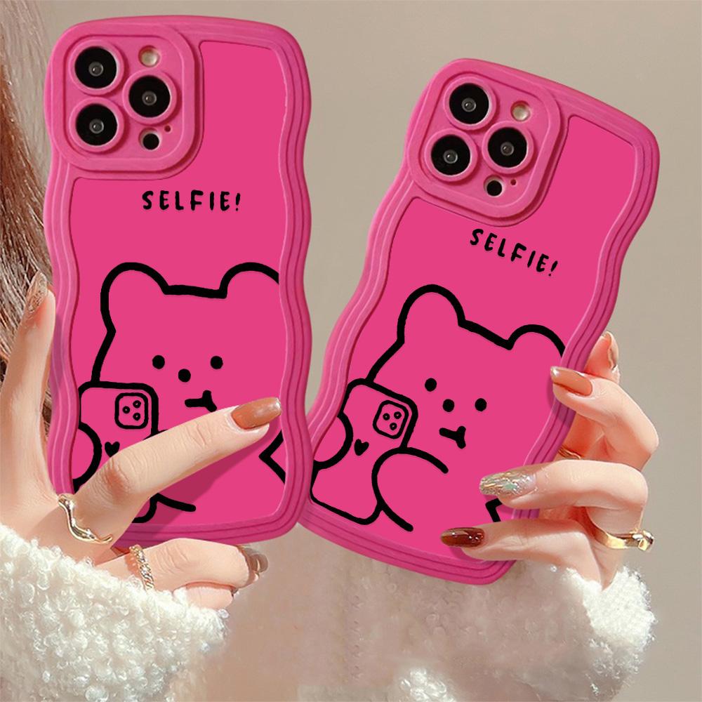 Mobile Phone Cases for iPhone 11 13 XR 15 Pro Max 12 14 Pro Max Case iPhone 16 7 Plus 8 Plus XS Max Big Wave Solid Color Cartoon Anti-drop Waterproof