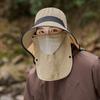 Outdoor Fishing Men's Hiking Hat High Quality Removable Mask Shawl Sun Shade Big Eaves Bucket Hat