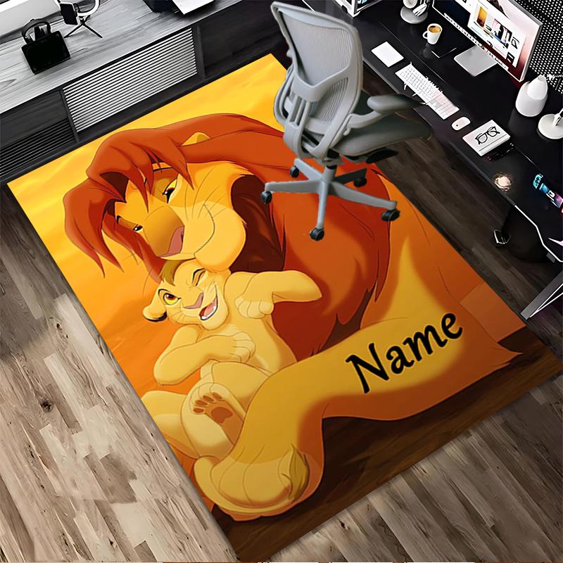 Custom Name Lion Cub Name Living Room Non-Slip Area Rug Soft Carpet for Bedroom Kids Playroom Sofa Office Home Decor Doormat
