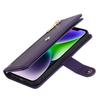 For iPhone 14 Plus Stand Case PU Leather Phone Cover with Straps/Zipper Wallet/Multiple Card Slots