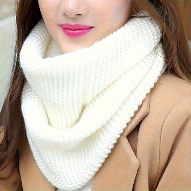 Solid Color Thick Knit Scarf for Women Autumn Winter Korean Style Warm Neckwear Scarf