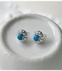 S925 Sterling Silver Turquoise Necklace & Earring Set in Designer Stackable Style