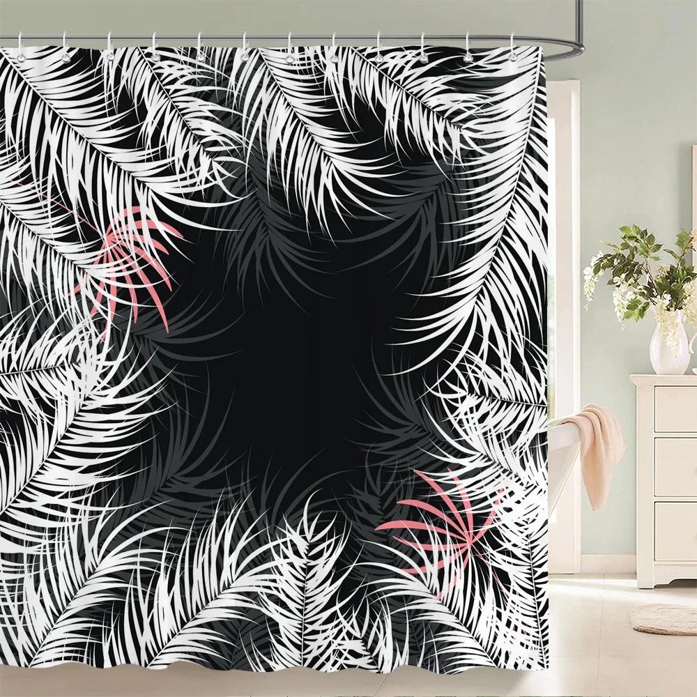 Palm Trees Leaves Shower Curtain Bathroom Waterproof Polyester Shower Curtain Printing Curtains for Bathroom Shower with Hook0
