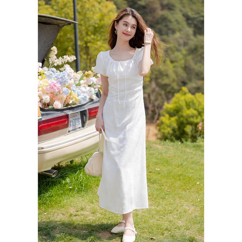 Mokana French Style Textured Short Sleeve Maxi Dress L
