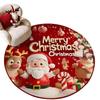 Santa Claus Polyester Christmas Round Mat Snowflake Print Snowman Cartoon Round Rug Anti-Slip Round Carpet Home Decor