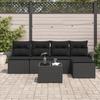 VidaXL Ensemble de Canapé de Jardin 6 Pièces Noir Poly Rotin avec Coussins 3345333