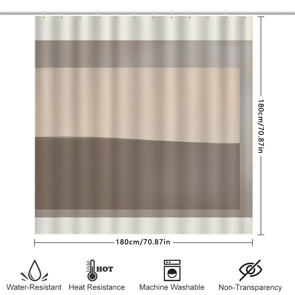 Modern Bathroom Decor Shower Curtain Set With Soft Fabric For Bathing Room Beige Tan Stripes Pattern (180 X 240 Cm)