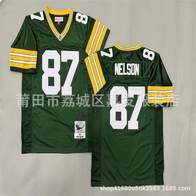 Camiseta de Fútbol Retro Green Bay Packers para Hombre de Algodón Camisa Deportiva Estilo Vintage NFL 87 52 84 Bordada