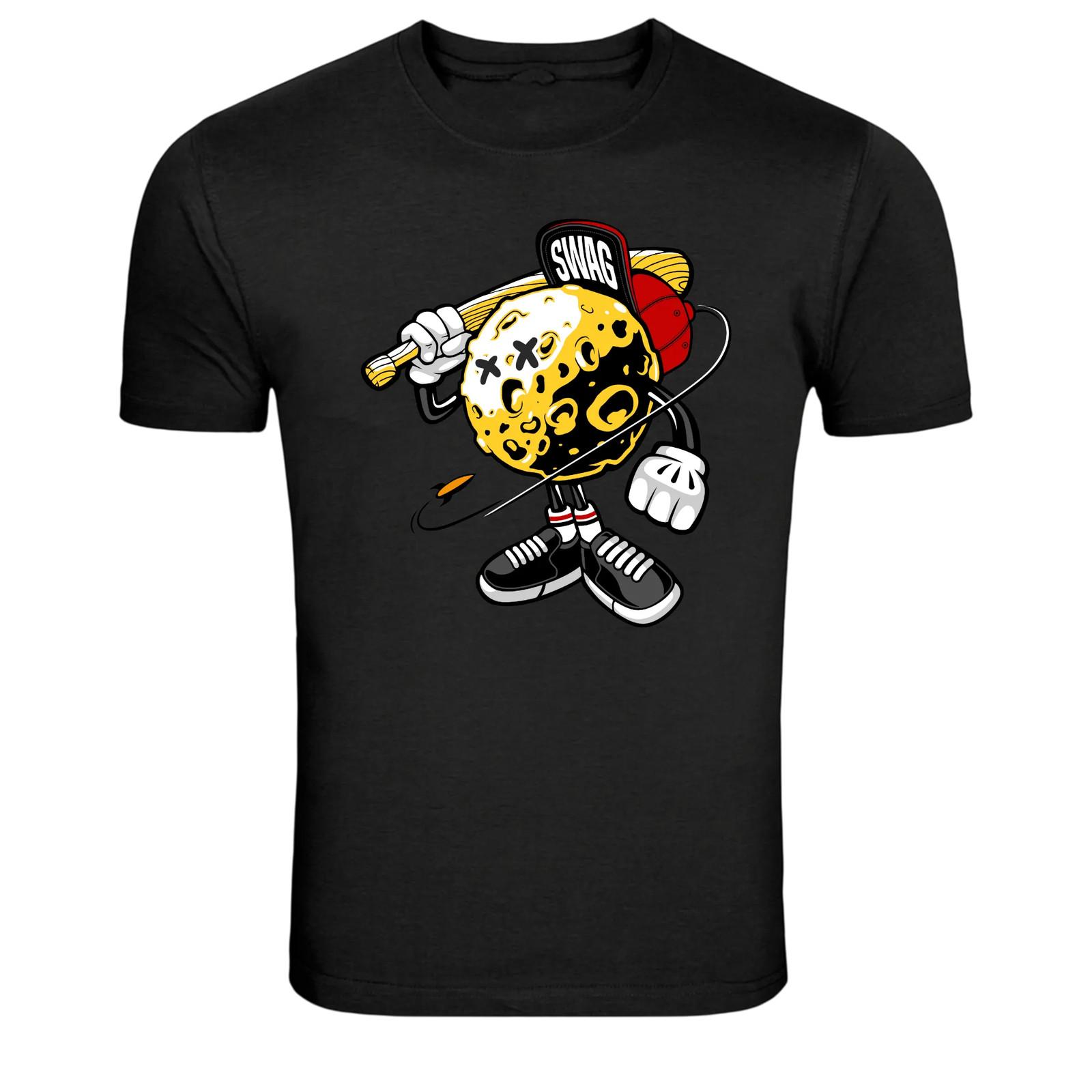 Moon Swag Baseball Cartoon Character Graphic T-Shirt XL