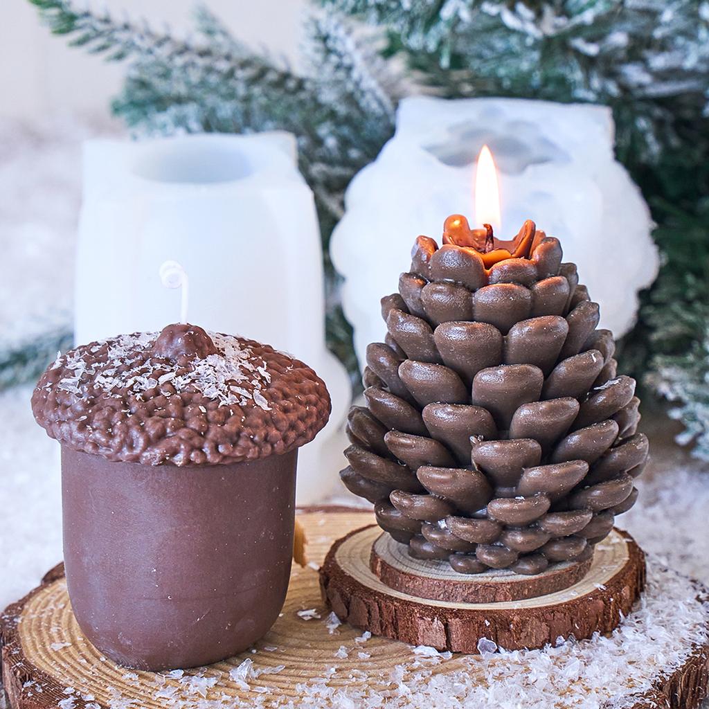 3D Pine Cone Silicone Candle Mold DIY Christmas Ornament Craft Gift Making Tool Aromath Soap Plaster Resin Molds Home Xmas Decor