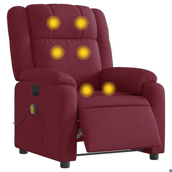 VidaXL Electric Reclining Massage Armchair Bordeaux Red Fabric 3205193