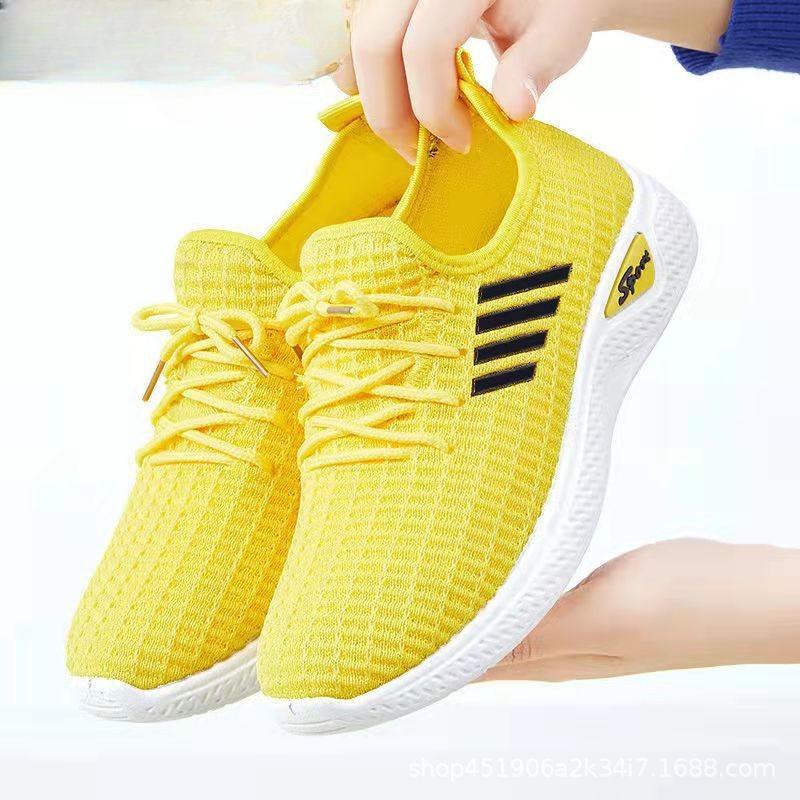 

Новые женские кроссовки Flying Woven с мягкой подошвой и сетчатым верхом для бега на весну и лето 40 жёлтый