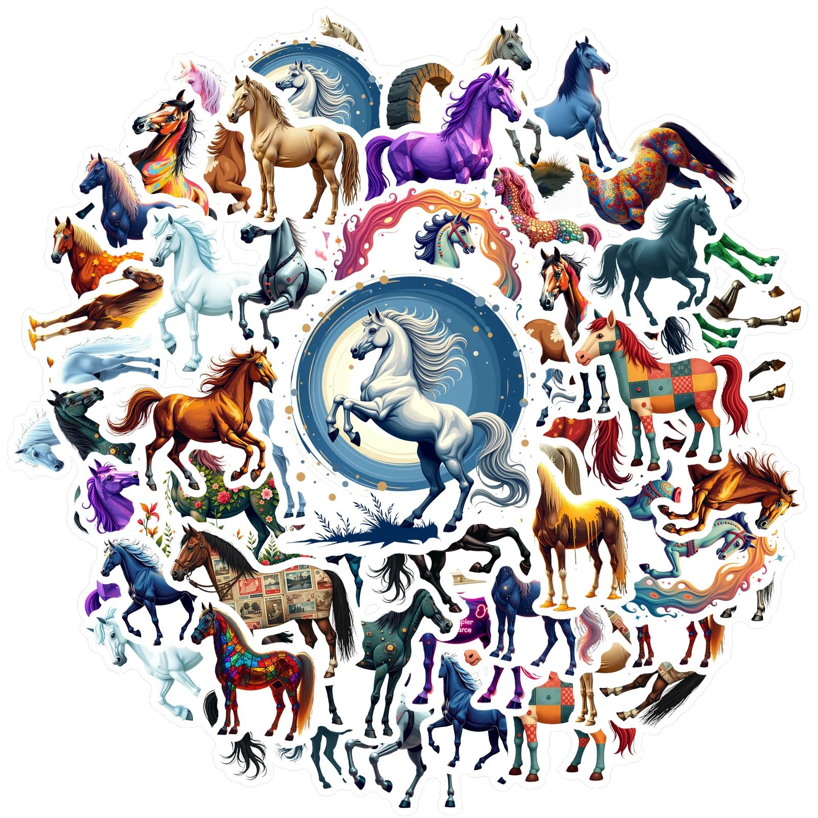 

35-50pcs Exquisite Horse Stickers Aesthetic Decorative Luggage Laptop Cup Phone Diary Book Teacher Reward Graffiti Decals