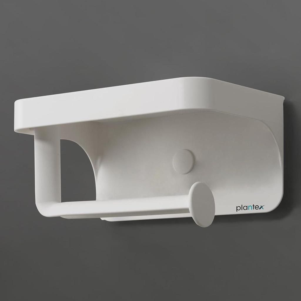 ABS Plastic Toilet Paper Holder for Bathroom/Magnetic and Shelf-Adhesive Tissue Paper Roll Holder Stand for Toilet - Pack of 1 (White)